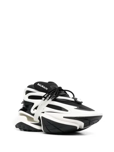 Balmain Unicorn Low Sneakers - Leather - Black In White