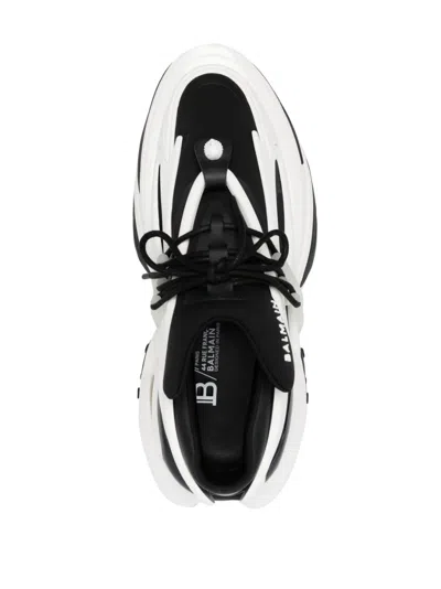 Balmain Unicorn Low Sneakers - Leather - Black In White