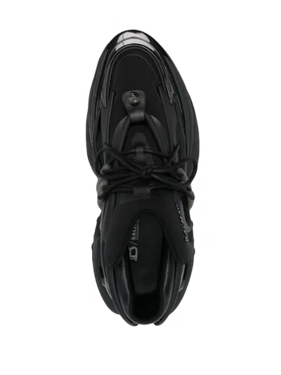 Balmain Neoprene And Leather Low-top Unicorn Sneakers In Black