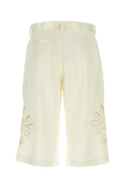 Bluemarble Ivory Satin Bermuda Shorts