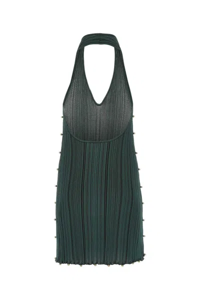 Bottega Veneta Women Bottle Green Polyester Blend Mini Dress In Green