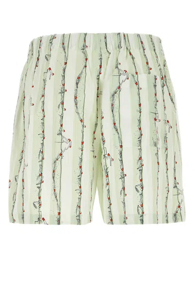 Bottega Veneta Green Shorts With All-over Divers Print In Polyamide Man In Green