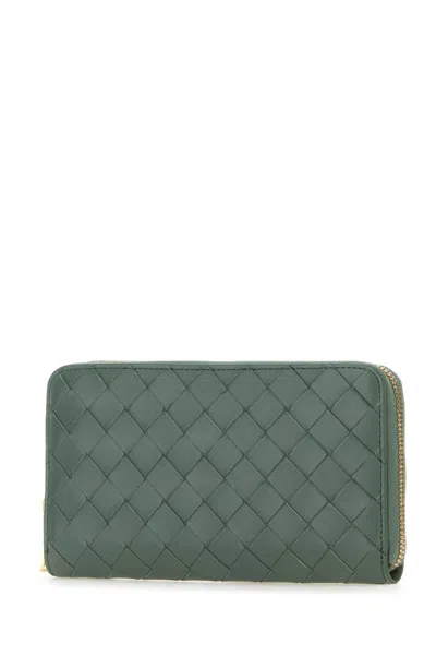 BOTTEGA VENETA BOTTEGA VENETA SAGE GREEN NAPPA LEATHER INTRECCIATO WALLET 