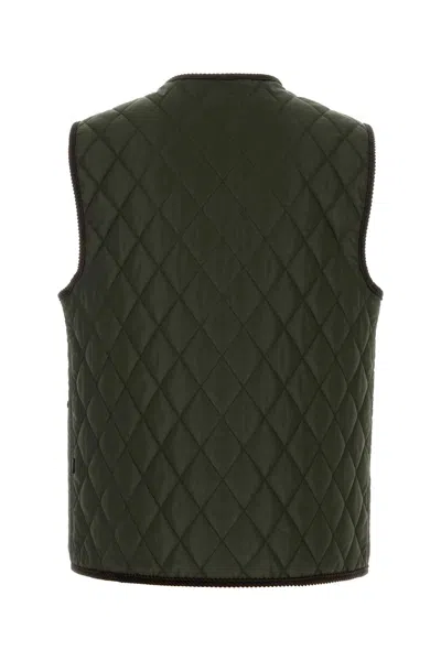 Burberry Quilted Green Gilet With Distinctive Button Closure