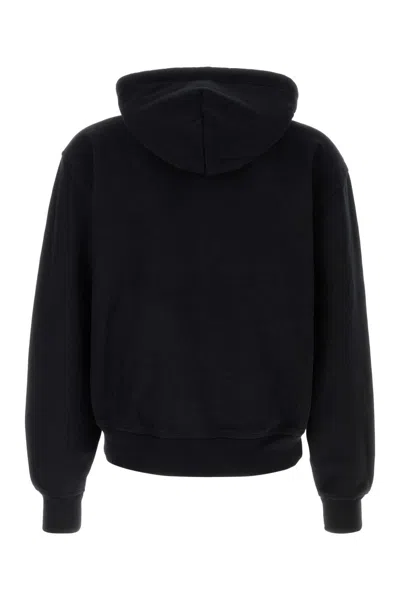 Burberry Cotton Cashmere Embroidered Logo Hoodie In Black