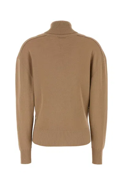 Burberry High-neck Wool Sweater With Logo Intarsia
