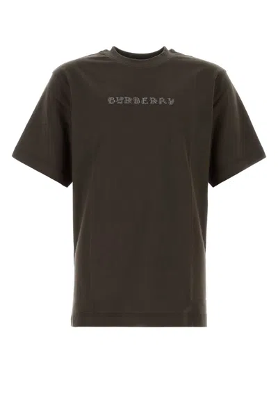 Shop Burberry Dark Brown Cotton T Shirt