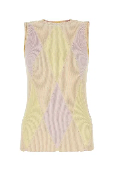 Burberry Crew-neck Argyle Intarsia-knit Top