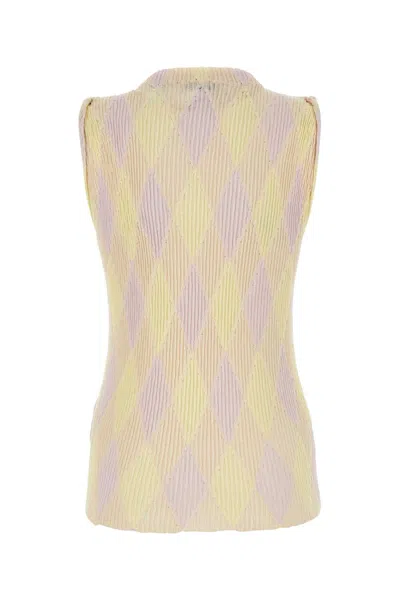 Burberry Crew-neck Argyle Intarsia-knit Top