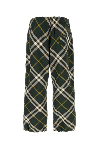 Burberry Tartan Patterned Nylon Sweatpants With Drawstringed Ankle