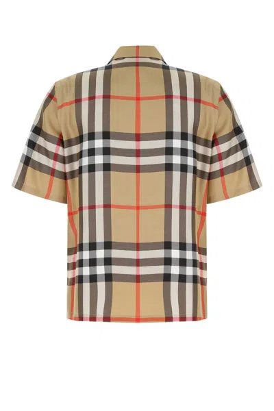 Burberry Silk Twill Bowling Shirt In Brown