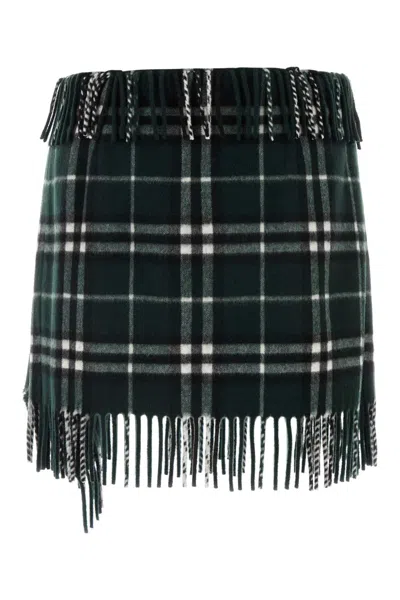 Burberry Check Wool And Cashmere Scarf Skirt