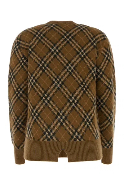Burberry Brown Check Jumper In Wool And Mohair