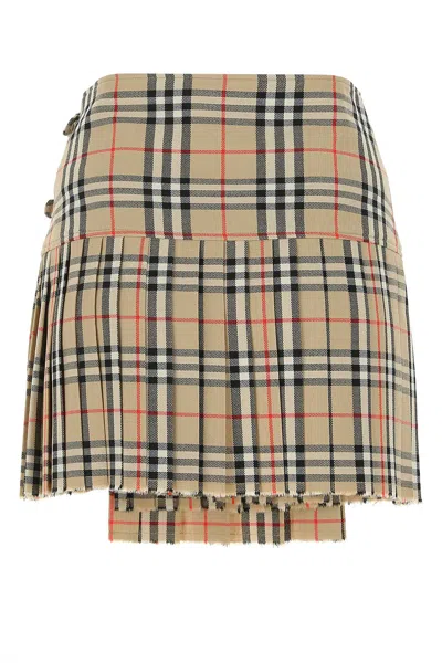 Burberry Vintage Check Wool Kilt In Multi