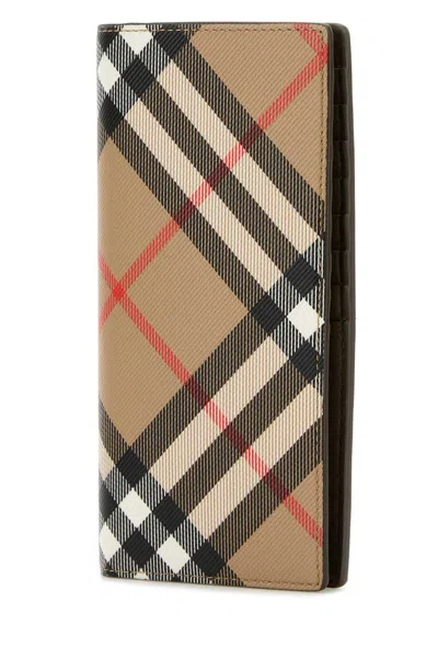 Burberry Canvas Checkered Pattern Foldable Wallet