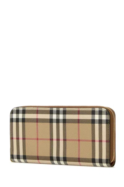 Burberry Check E-canvas Zip Around Wallet