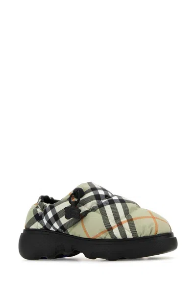 Burberry Printed Fabric Pillow Check Slip Ons In Multi