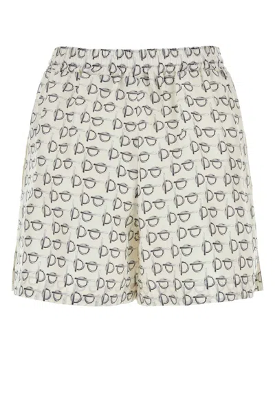 Burberry B Closure Print Silk Shorts