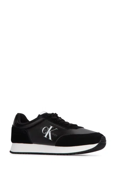 Calvin Klein Low-top Sneakers With Contrast Sole And Round Toe In Black