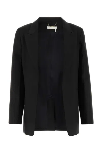 Chloé Open-front Ramie Blazer In Black