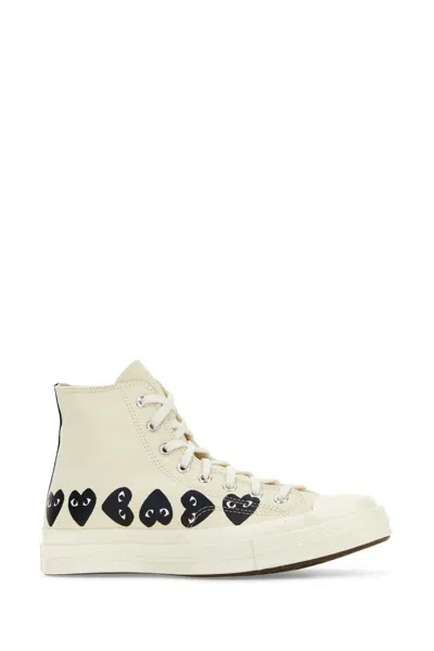 Comme Des Garçons Play Comme Des Garcons Play Ivory Canvas Comme Des Garã§ons X Converse Sneakers