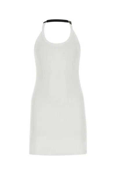 Courrèges Courreges White Stretch Cotton Fitted Mini Dress