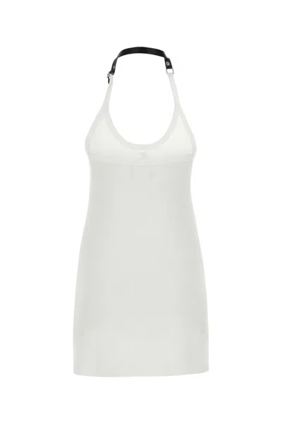 Courrèges Courreges White Stretch Cotton Fitted Mini Dress