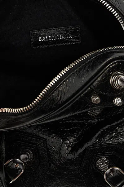 Balenciaga Le Cagole Embellished Textured-leather Messenger Bag In Black