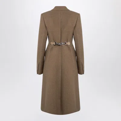 Burberry Beige Single-breasted Wool Coat In Gray