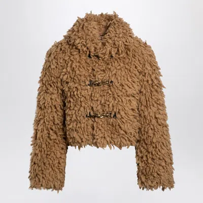 Burberry Beige Wool-blend Short Jacket Women In Brown