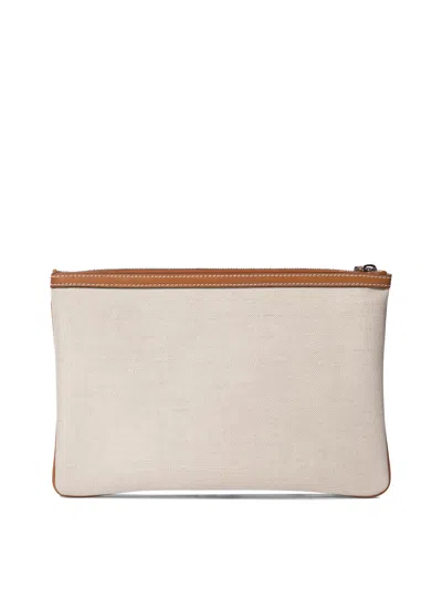 Gucci Logo-print Leather-trim Canvas Clutch