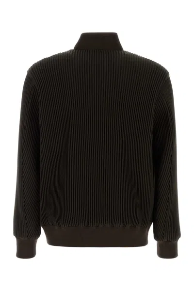 Issey Miyake Brown Kersey Pleats Bomber Jacket