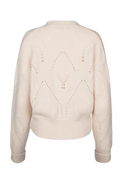 Jacob Cohen Short V-neck Knit With Patterned Ribbed Cuffs And Hem
