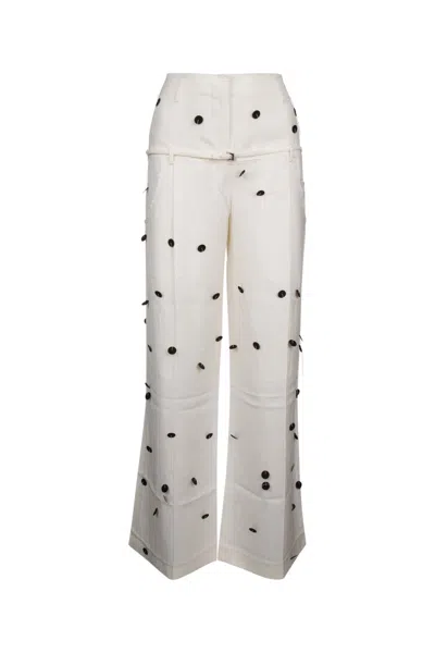 Jacquemus Wide-waist Printed Trousers With Button And Pocket Accents