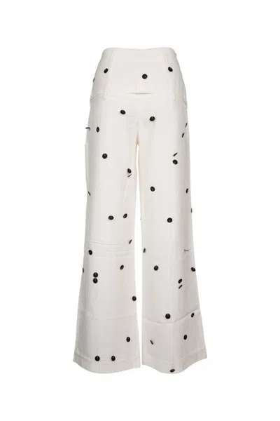 Jacquemus Wide-waist Printed Trousers With Button And Pocket Accents
