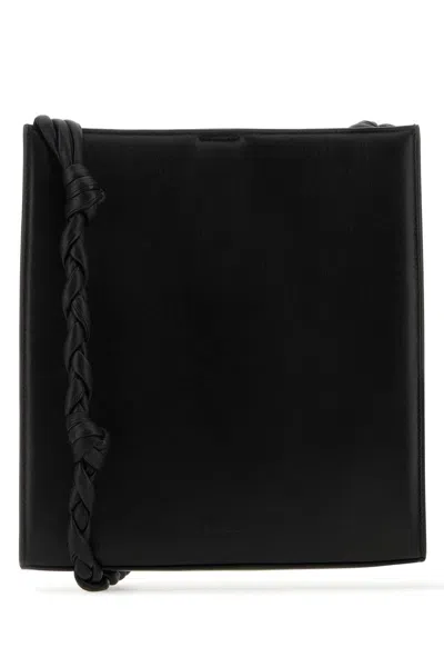 Jil Sander Black Leather Medium Tangle Shoulder Bag In Black