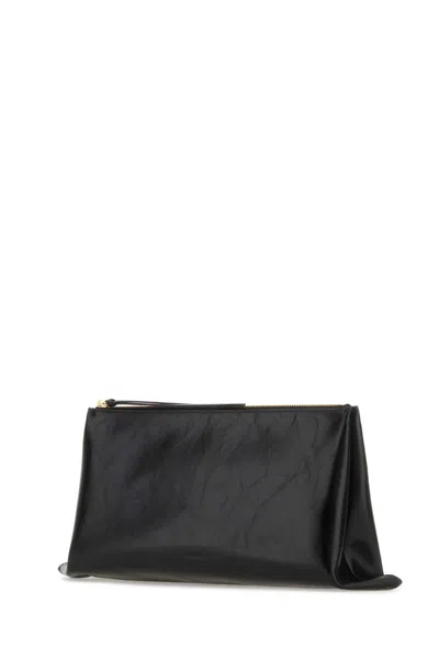 Jil Sander Logo Embossed Zipped Clutch Bag