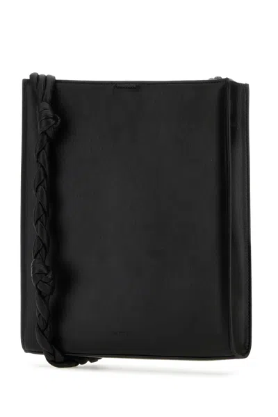 Jil Sander Black Leather Medium Tangle Shoulder Bag In Black