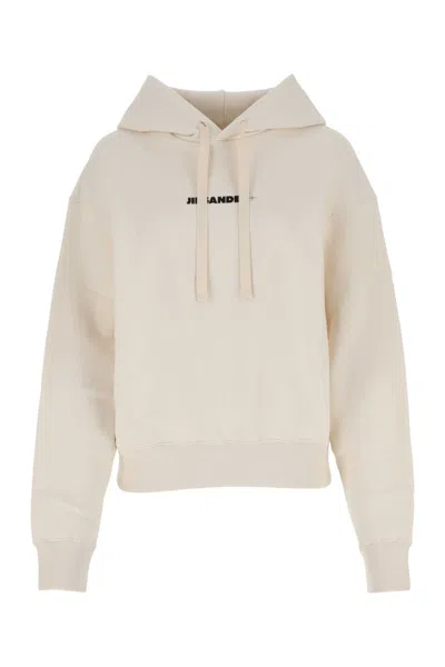 Jil Sander Logo Cotton Hoodie With Drawstring Hood