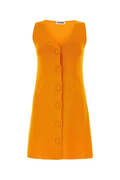 Jil Sander Sleeveless V-neck Ribbed Knit Dress