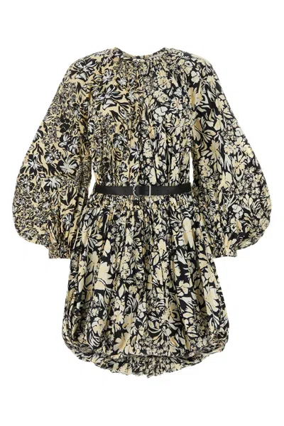Jil Sander Printed Taffeta Mini Dress W/belt