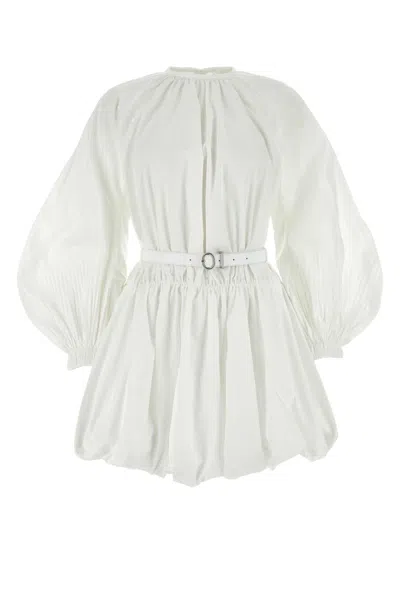 Jil Sander Leather-trimmed Cotton Poplin Minidress