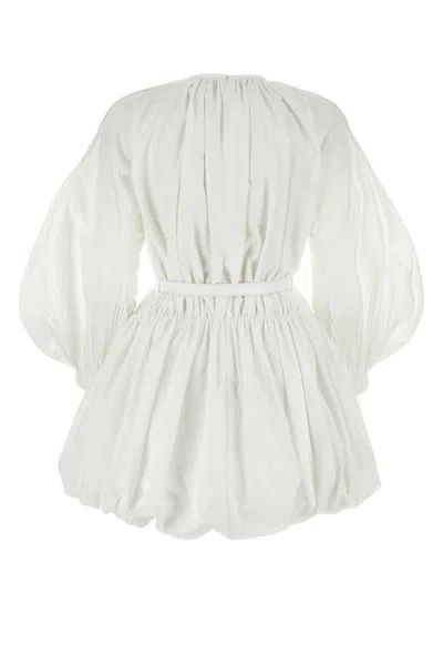Jil Sander Leather-trimmed Cotton Poplin Minidress