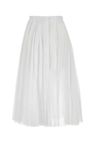 Jil Sander Pleated Midi Skirt In Lightweight Organdy