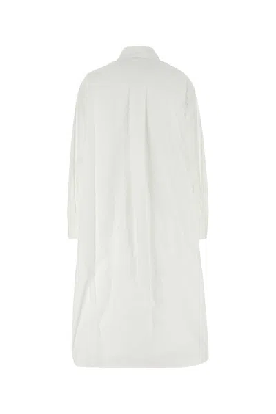 Jil Sander Abito Chemisier In Popeline Bianco Donna