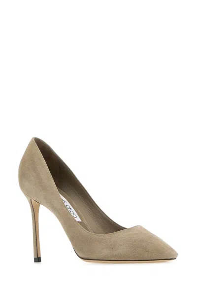 Jimmy Choo Cappuccino Suede Romy 85 Pumps In Neutral