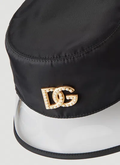 Dolce & Gabbana Embellished Logo Bucket Hat In Black
