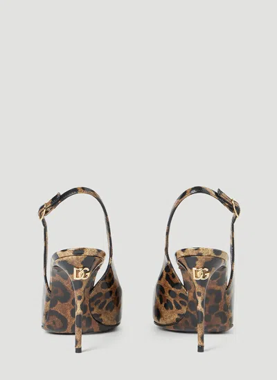 Dolce & Gabbana Luxurious Leopard Printed Slingback Pumps For Women In Brown
