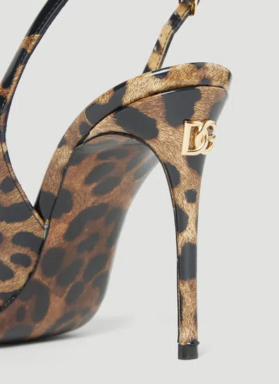 Dolce & Gabbana Luxurious Leopard Printed Slingback Pumps For Women In Brown