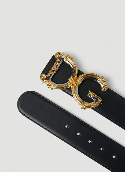 Dolce & Gabbana Belt With Dg Buckle In Black